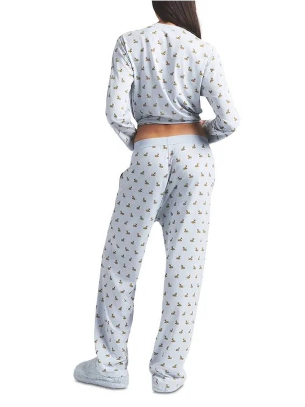 🦌SKIMS BOYFRIEND LOOSE PANTS IN ZEN BLUE BABY DEER PRINT M - Picture 3 of 6
